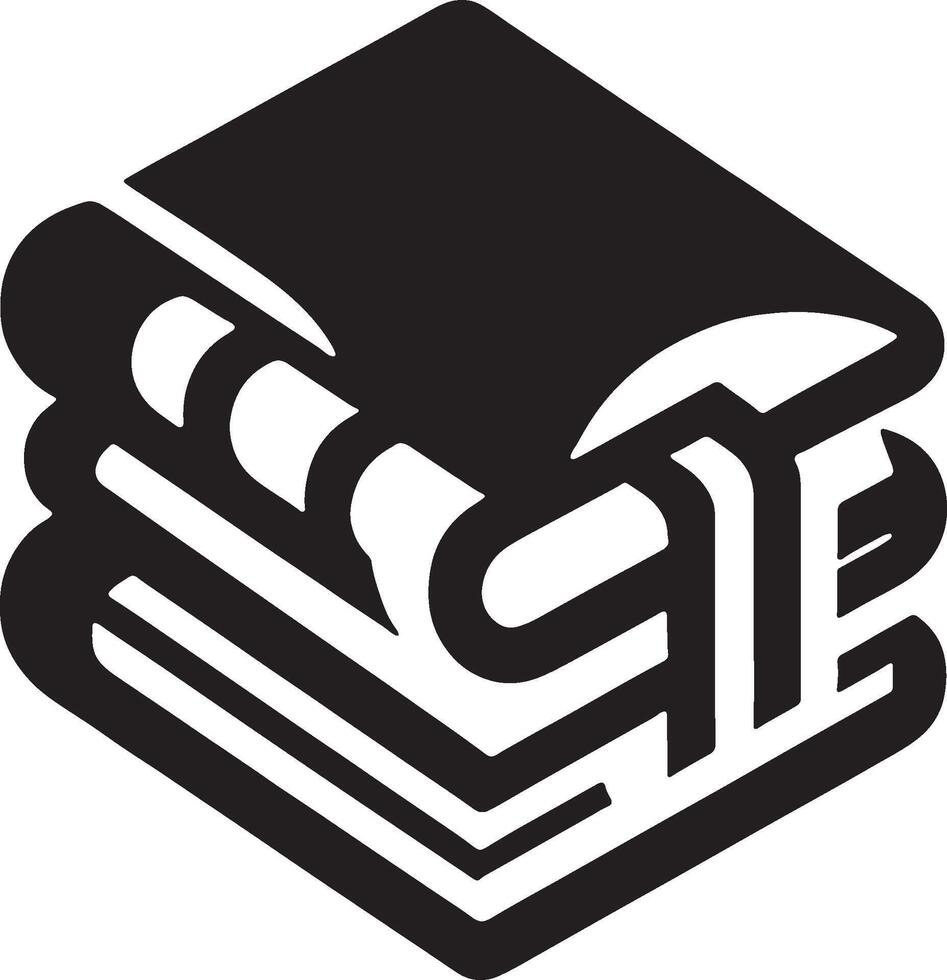 A black and white image of a stack of books vector