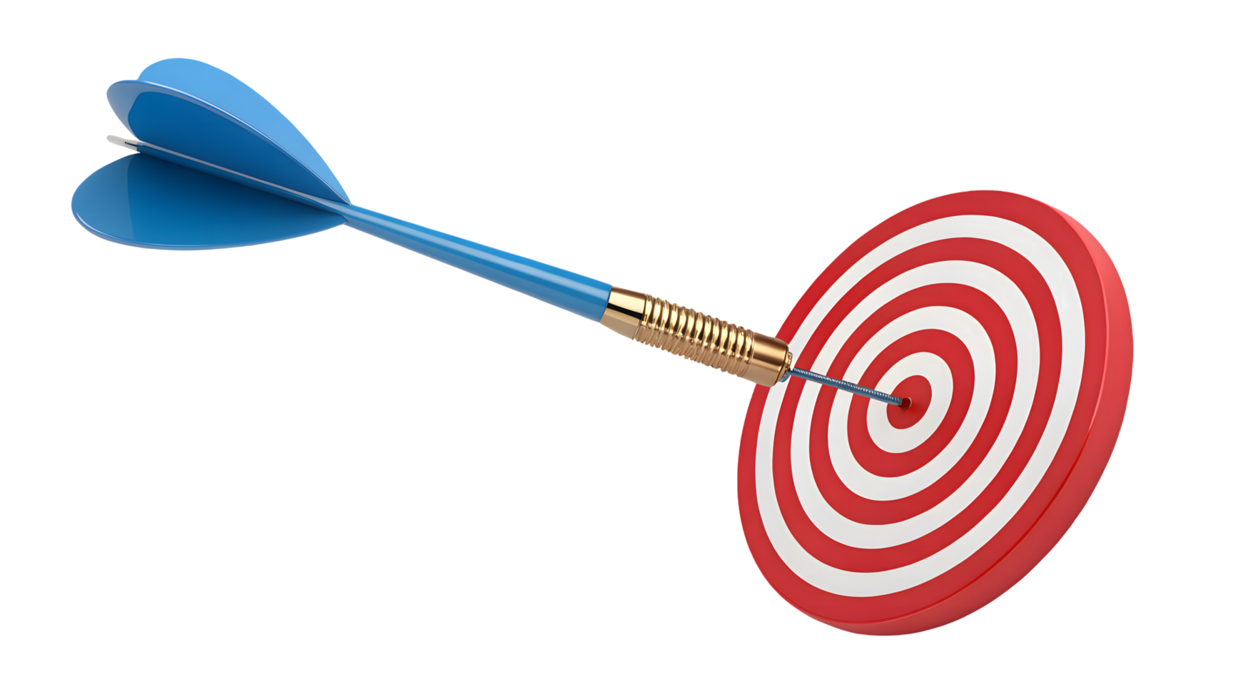 Precise Targeting Dart Striking Bullseye on Red and White Target Goal Achievement Concept png