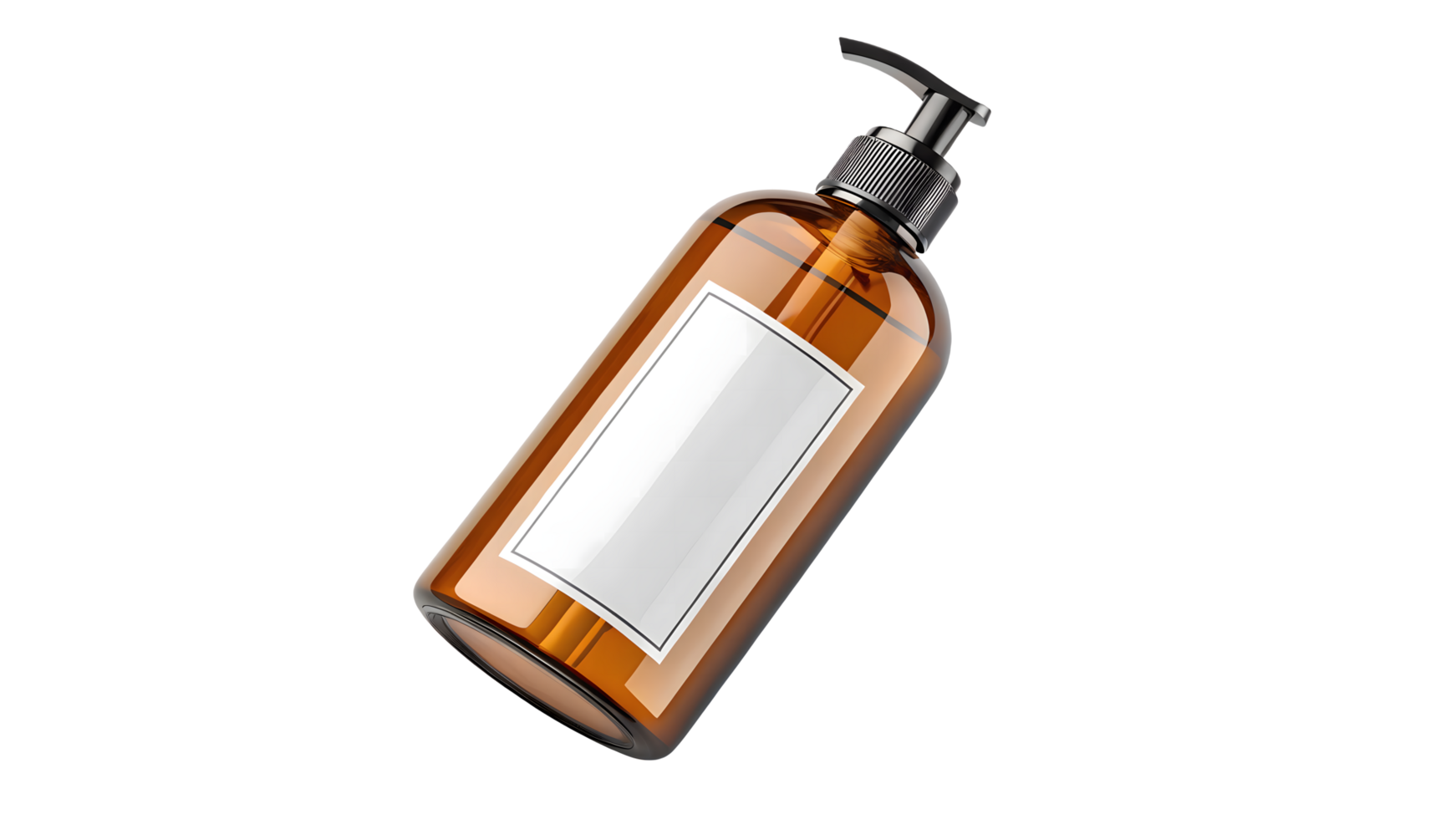 Amber Glass Bottle with Pump Dispenser Mockup for Soap or Lotion Product Branding png