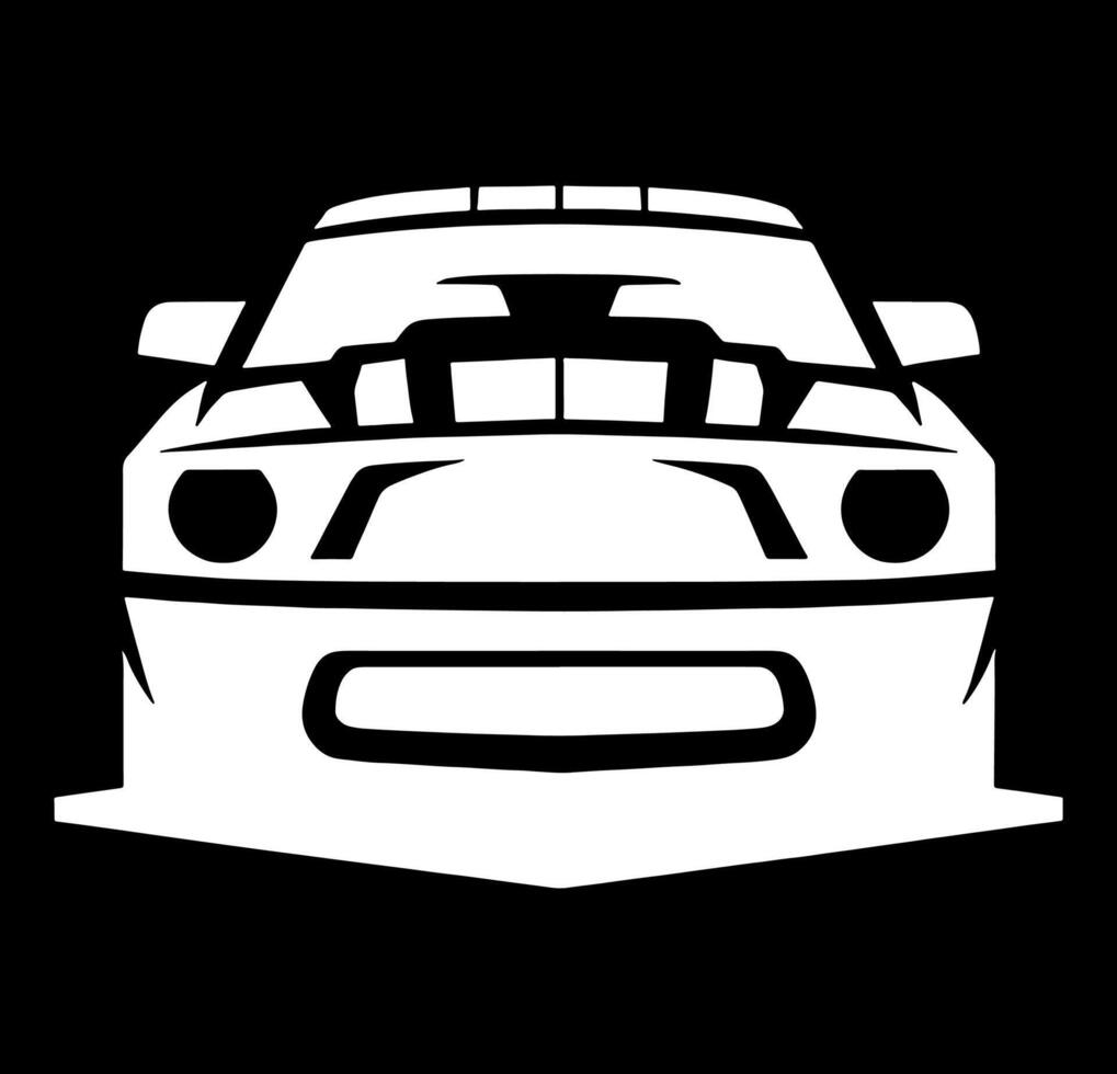 Black and white car icon on a black background vector