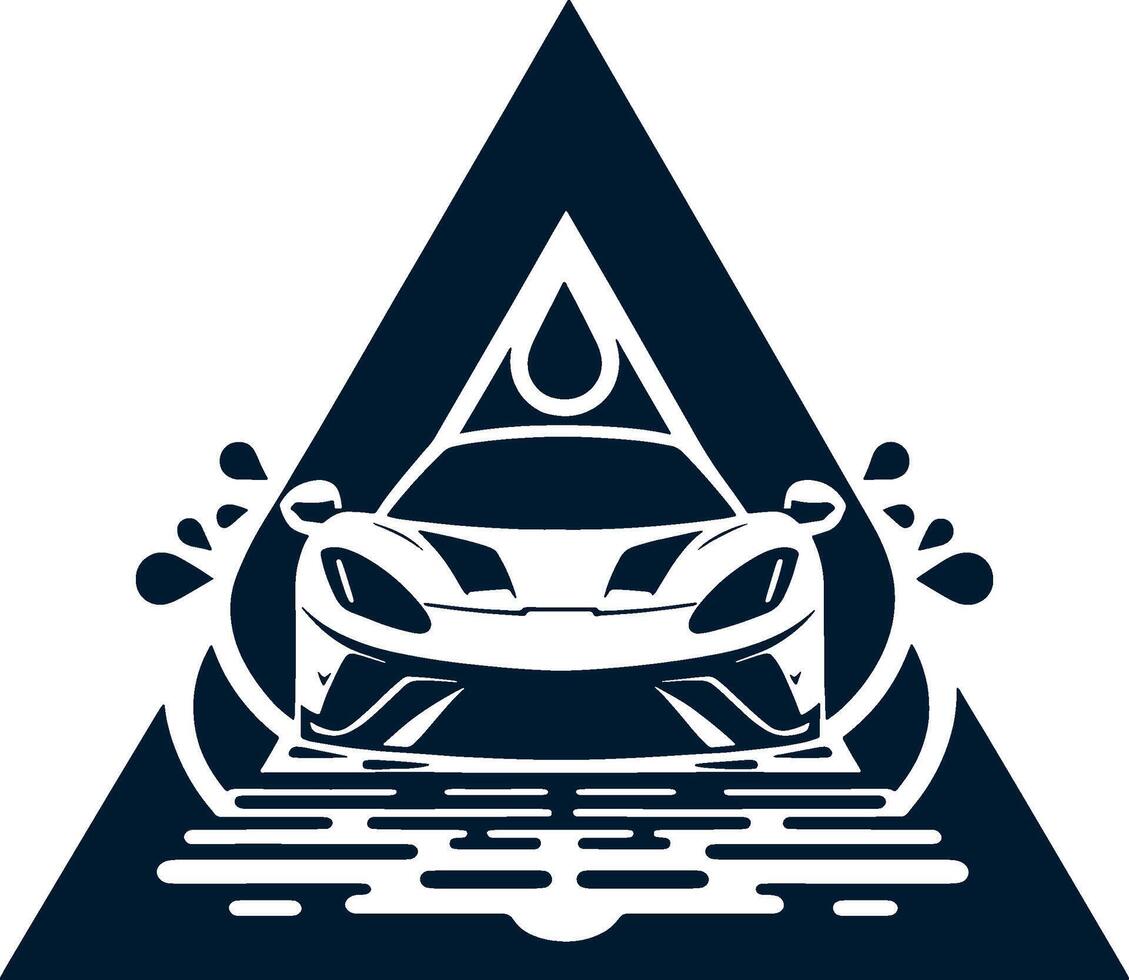 A car is sitting in a triangle with water coming out of it vector