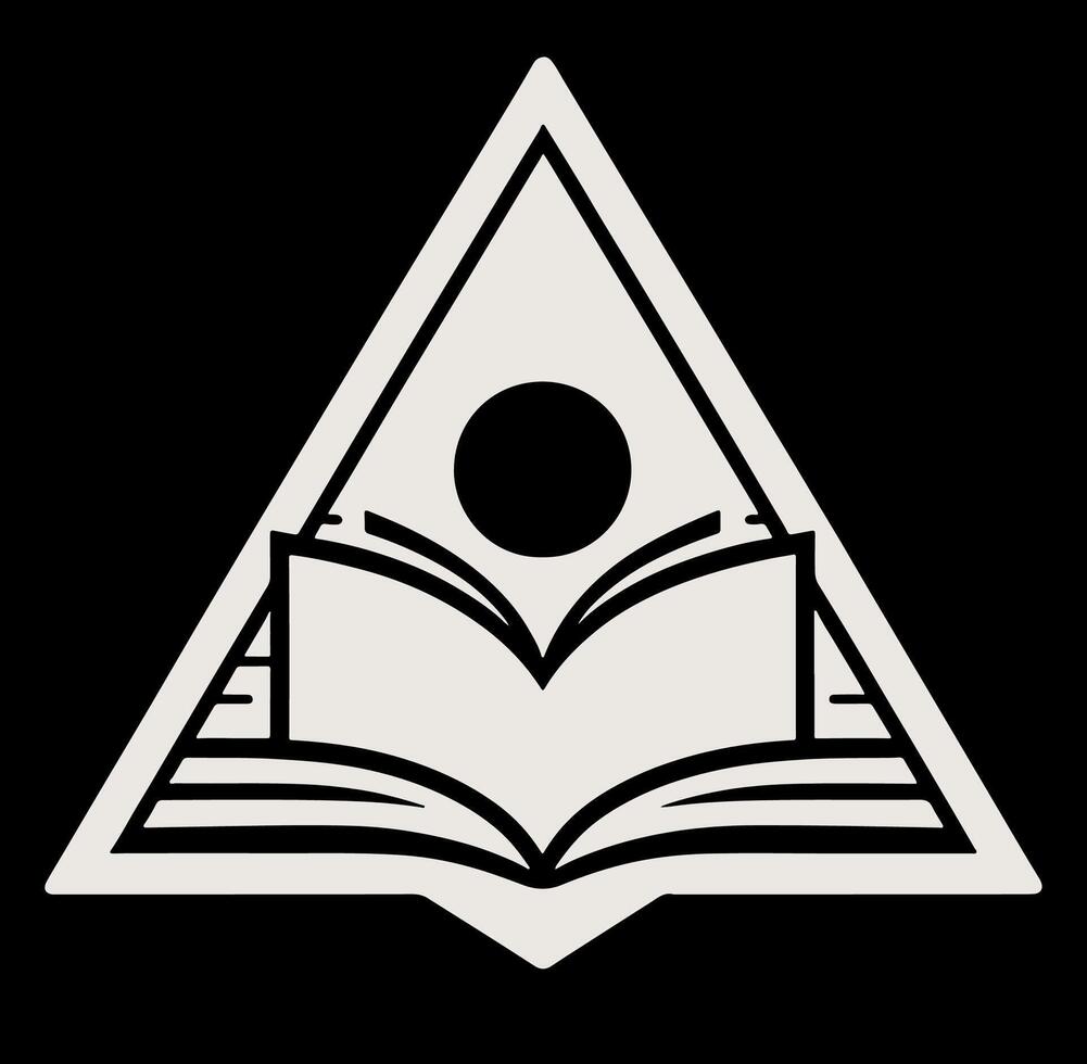 A triangle with an open book. vector