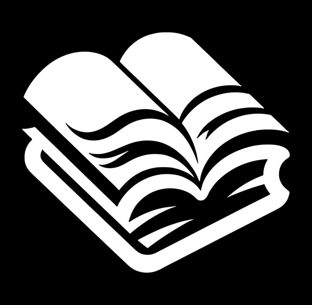 Open book icon illustration with a black background vector