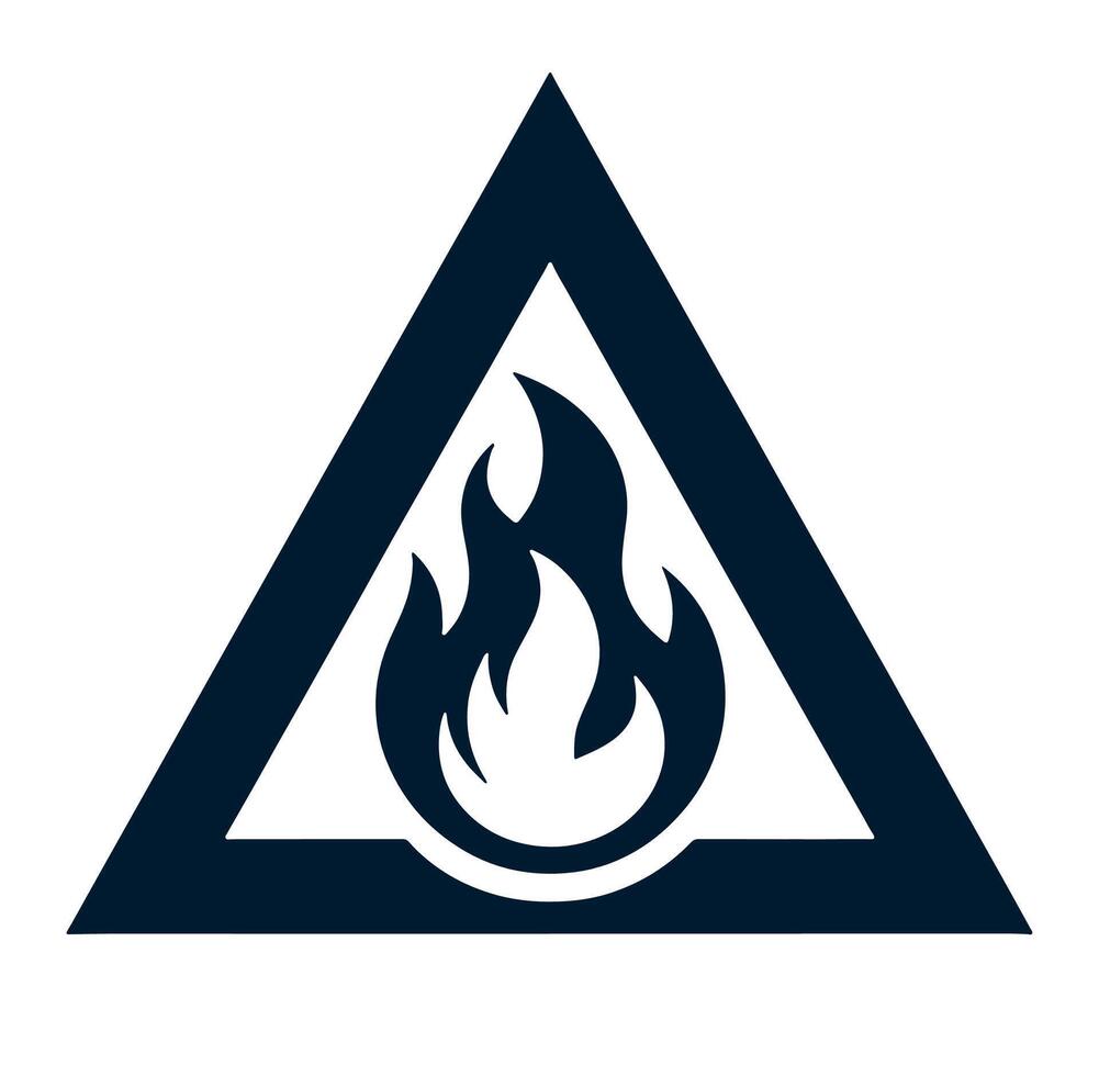 Triangle with a fire on it vector