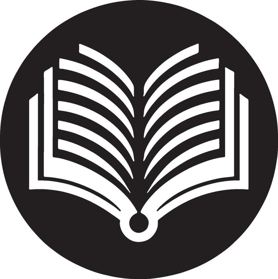 An open book icon in a black circle vector
