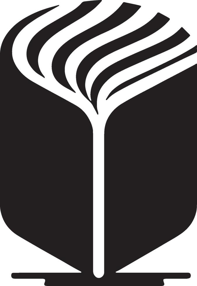 A black and white logo of a book vector