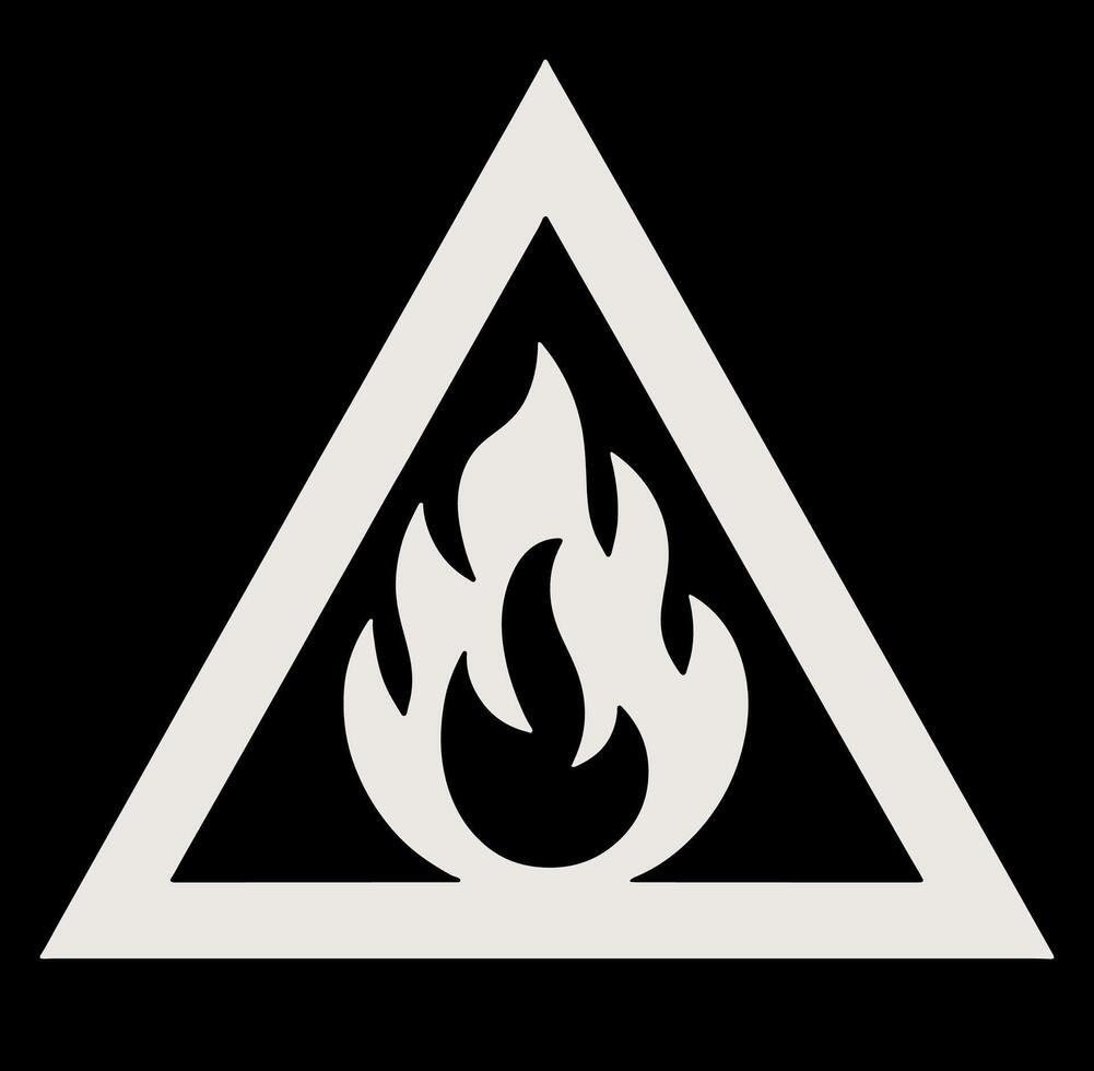 Triangle with a fire in it vector