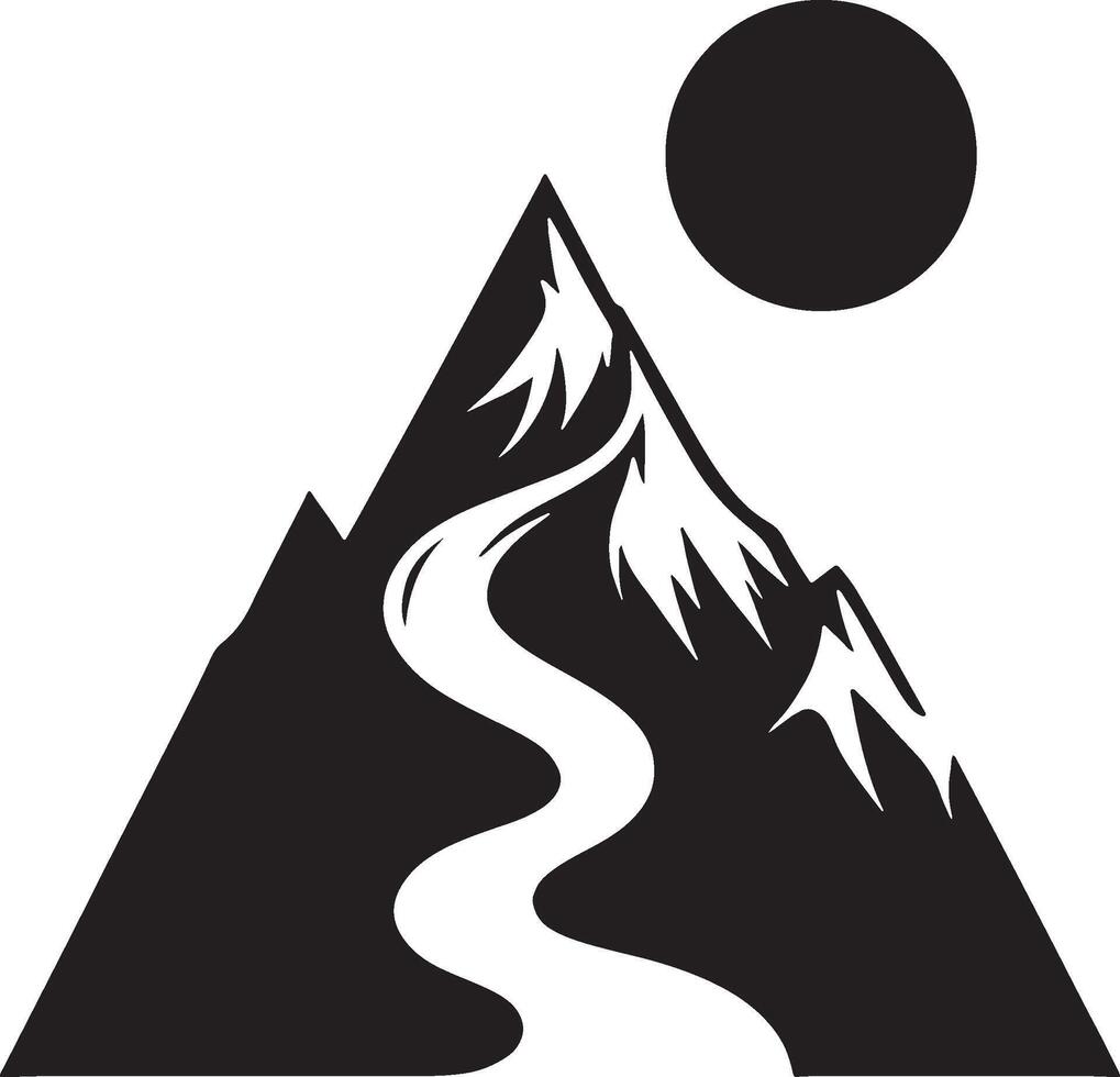 A mountain with a river running through it vector