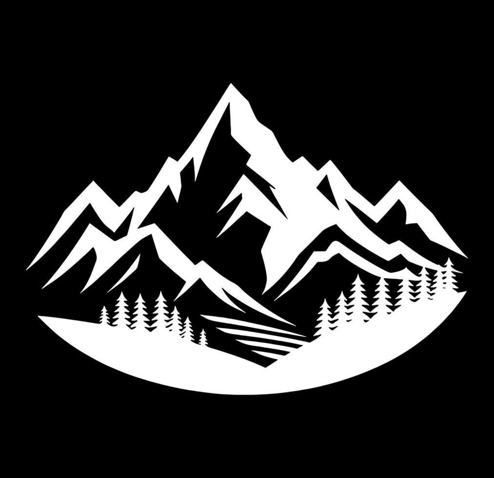 Mountains and trees in the forest vector