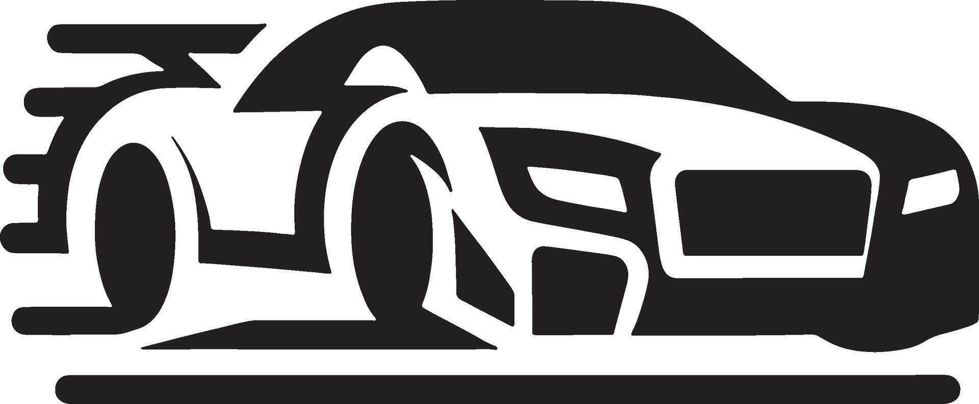 A black and white racing car icon vector