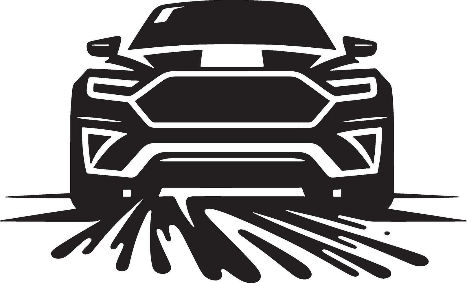 Black and white illustration of a suv vector