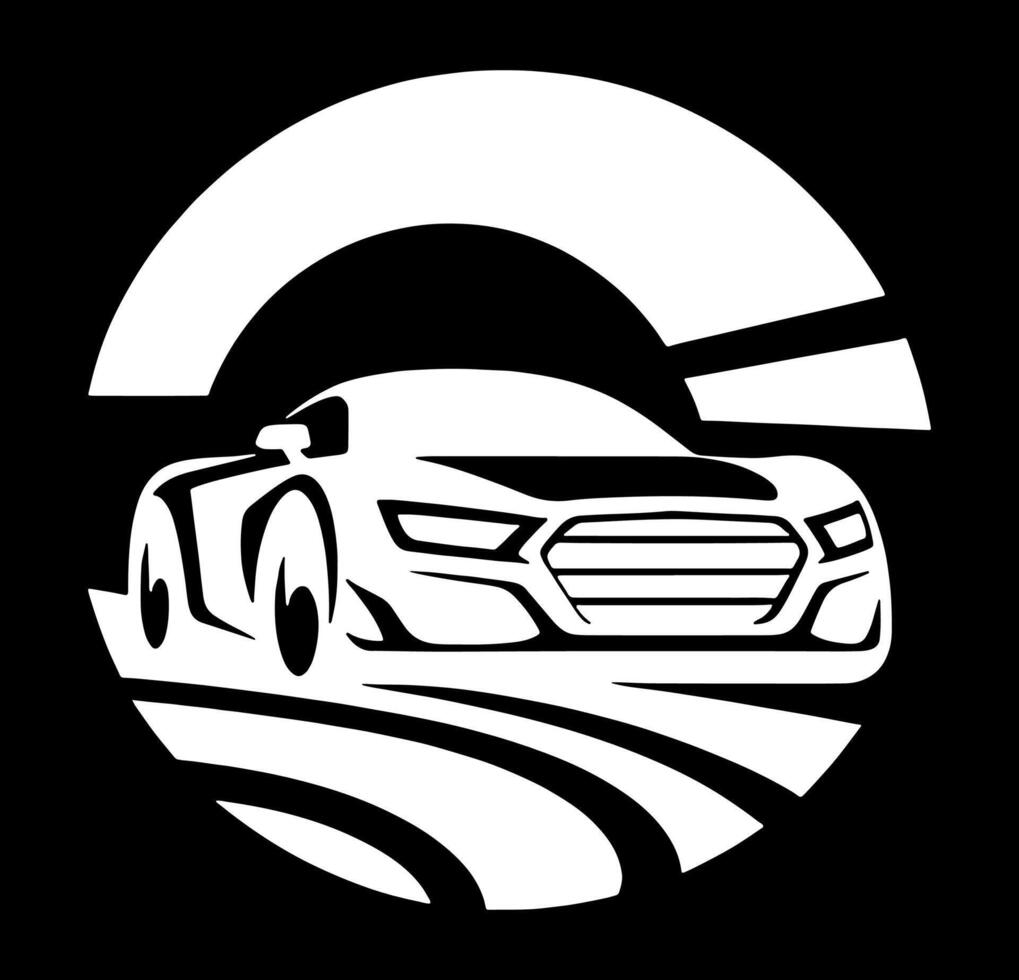 White car logo illustration. vector
