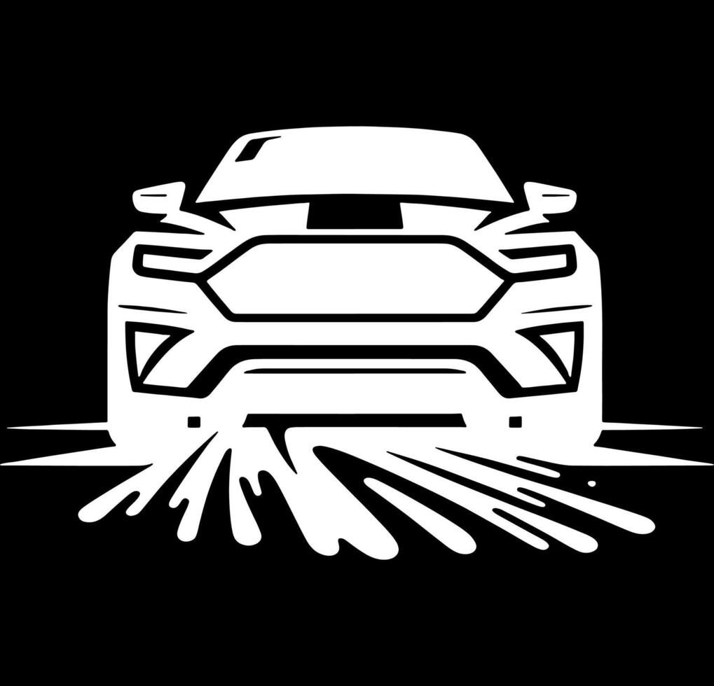 A white car with a splash of water on it vector