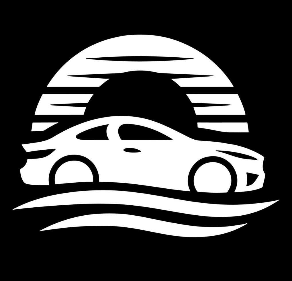 Car logo with sun and waves vector