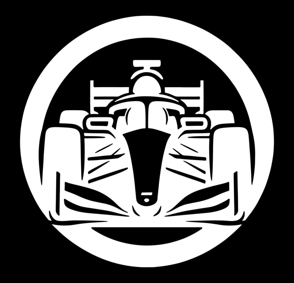 A racing car in a circle on a black background vector