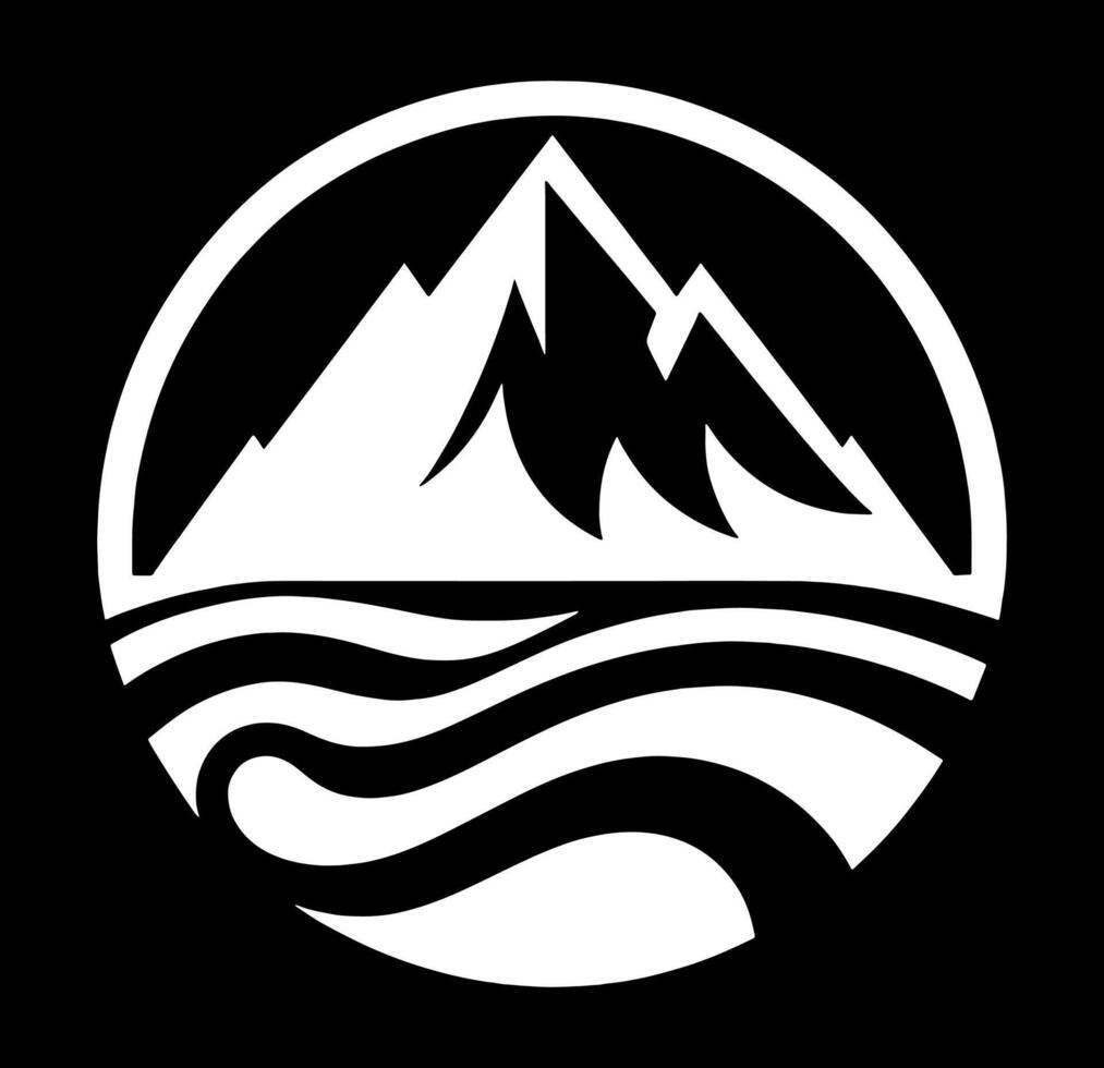 The logo for the mountain lodge illustration with a background. vector