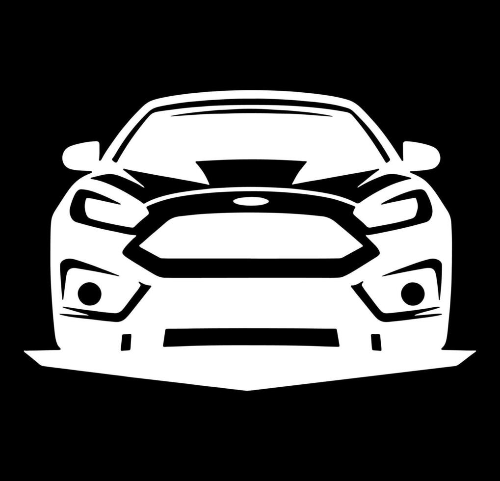 A car on a black background with a white outline vector
