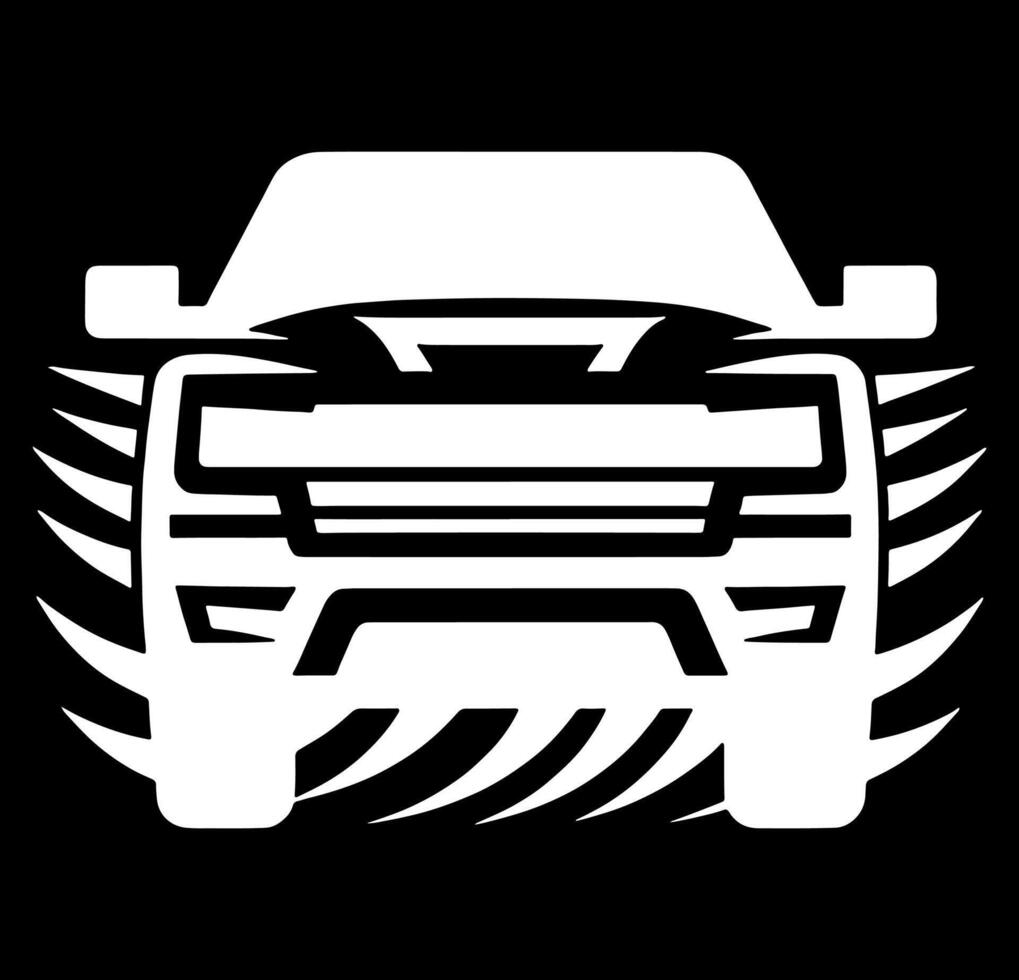 A white truck with a black background vector