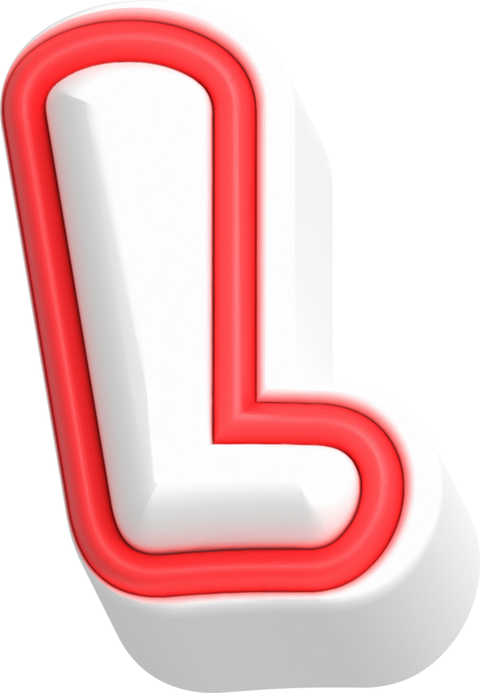 Letter L, Cartoon Cute 3D, Red Color Lettering png