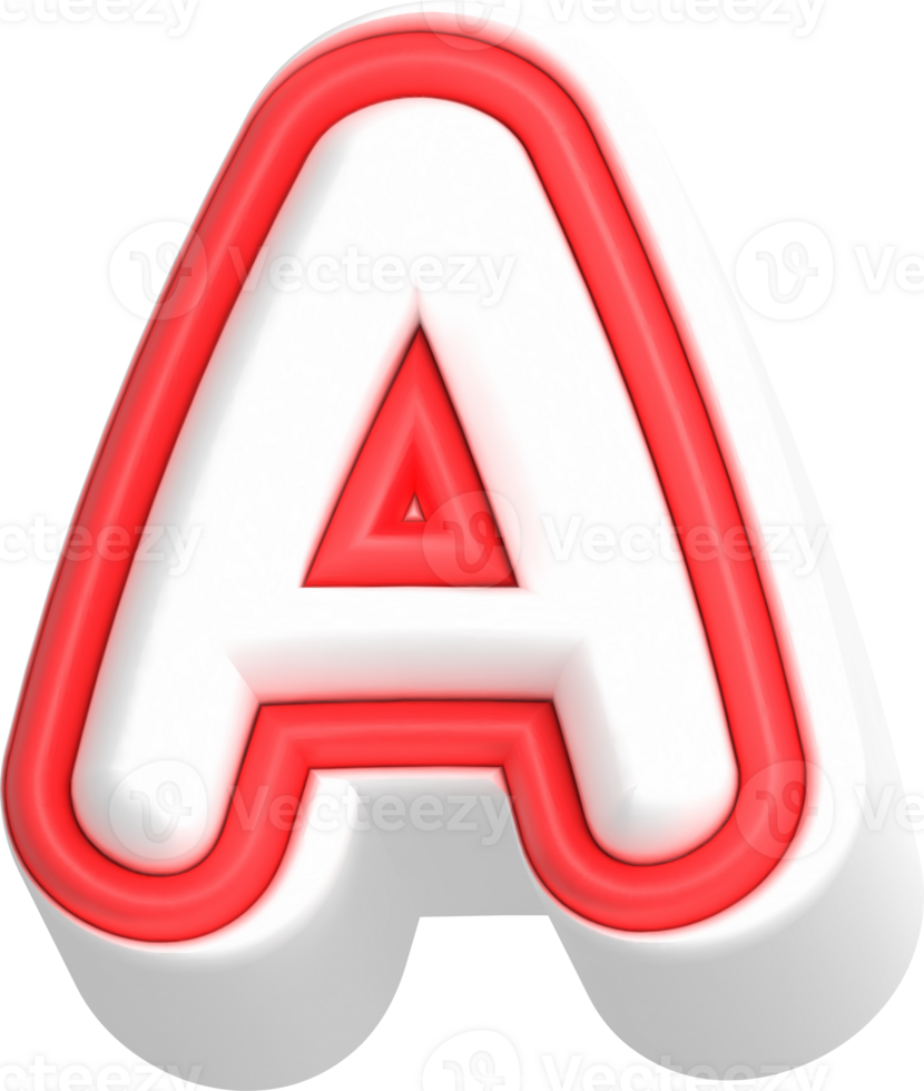 Letter A, Cartoon Cute 3D, Red Color Lettering png