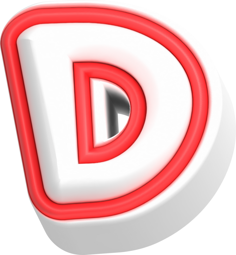 Letter D, Cartoon Cute 3D, Red Color Lettering png