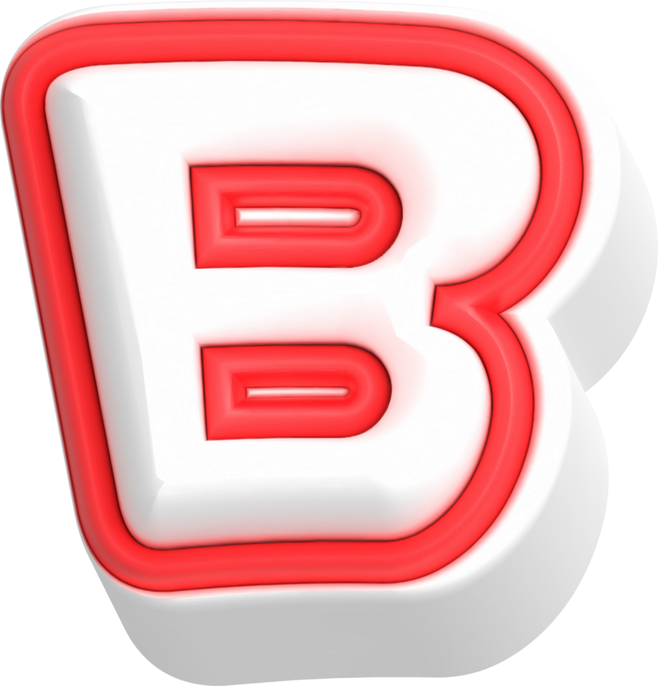 Letter B, Cartoon Cute 3D, Red Color Lettering png
