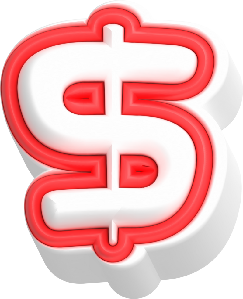 Dollar, Cartoon Cute 3D, Red Color Lettering png