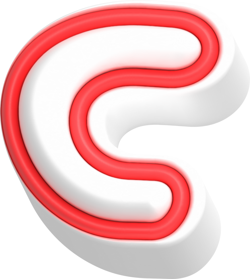 Letter C, Cartoon Cute 3D, Red Color Lettering png