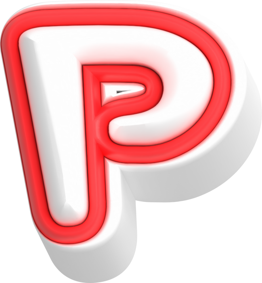 Letter P, Cartoon Cute 3D, Red Color Lettering png