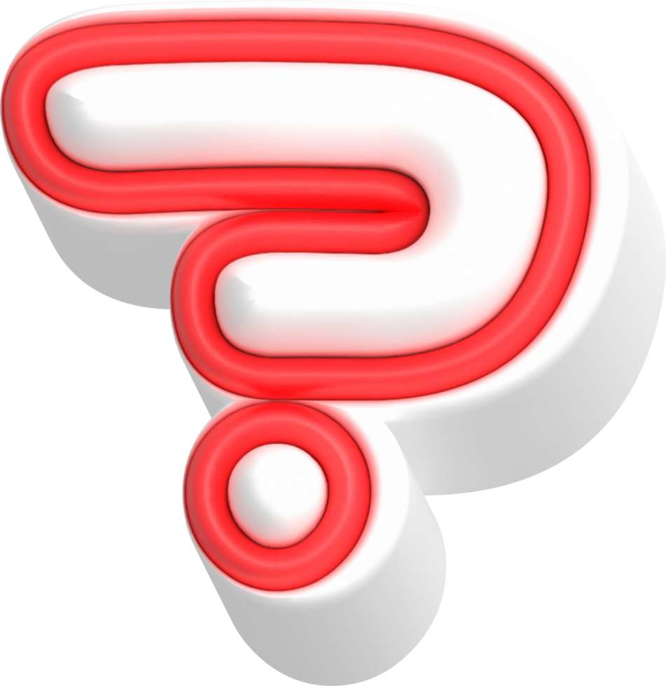 Question mark, Cartoon Cute 3D, Red Color Lettering png