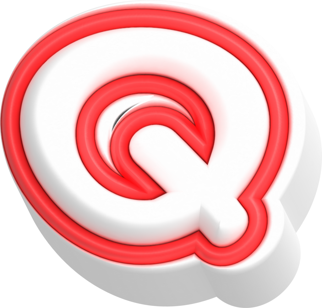 Letter Q, Cartoon Cute 3D, Red Color Lettering png
