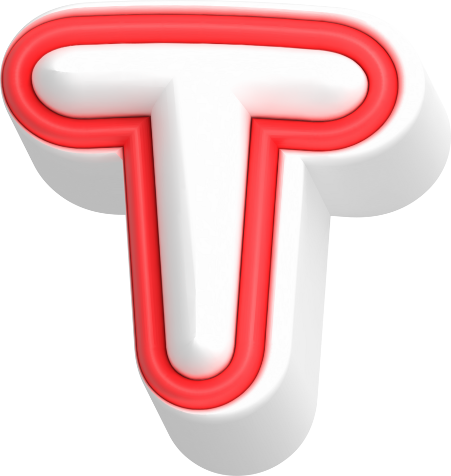 Letter T, Cartoon Cute 3D, Red Color Lettering png