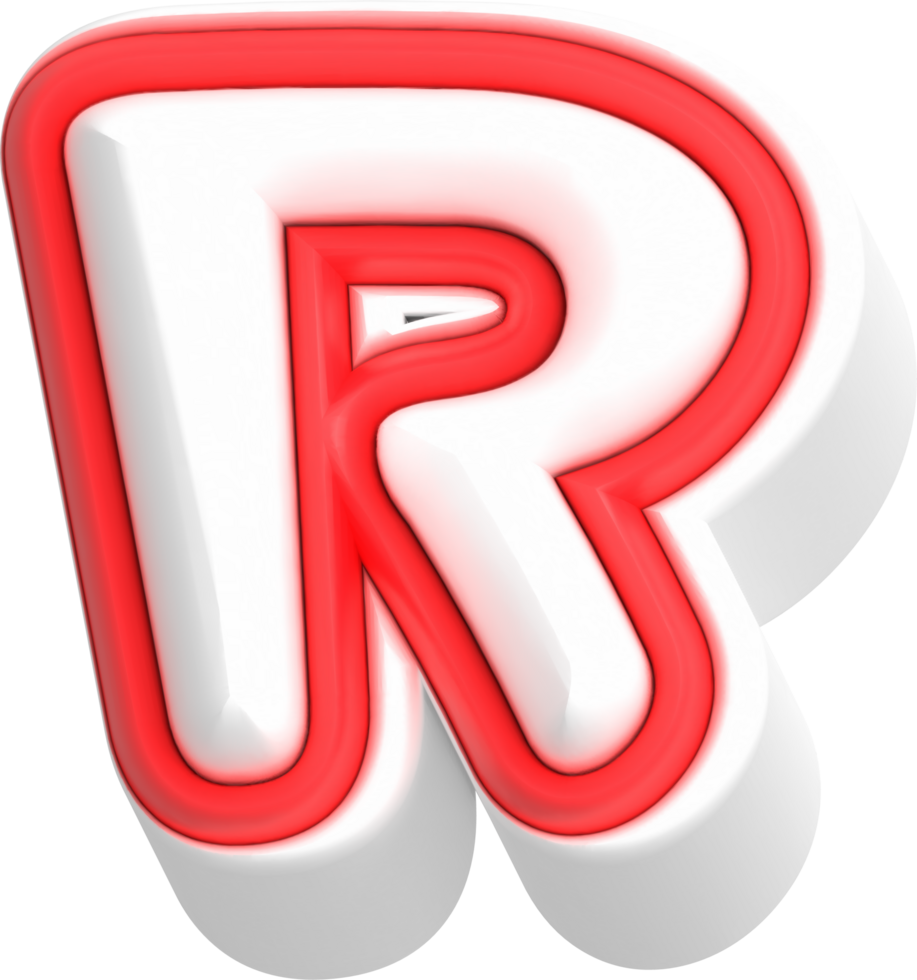 Letter R, Cartoon Cute 3D, Red Color Lettering png