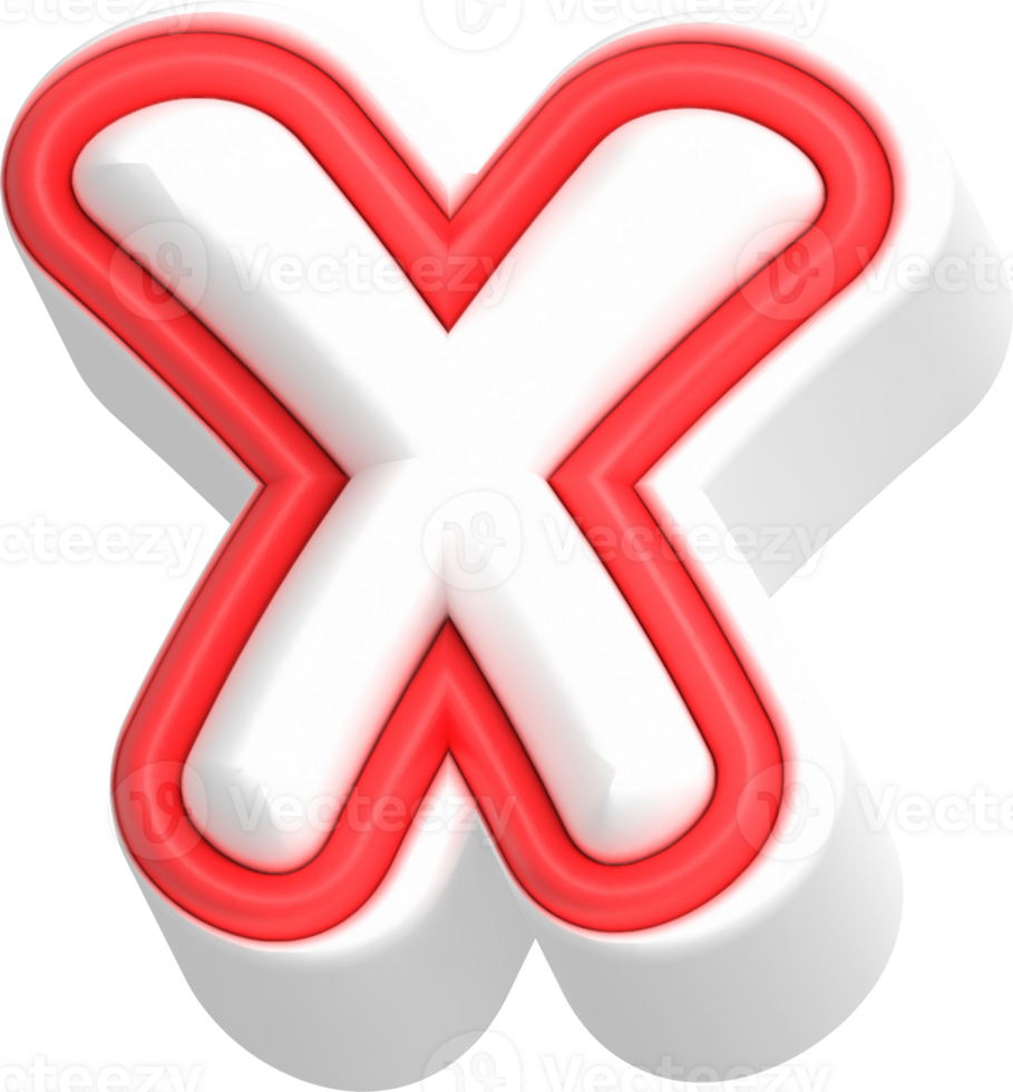 Letter X, Cartoon Cute 3D, Red Color Lettering png