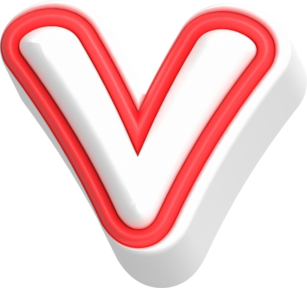 Letter V, Cartoon Cute 3D, Red Color Lettering png