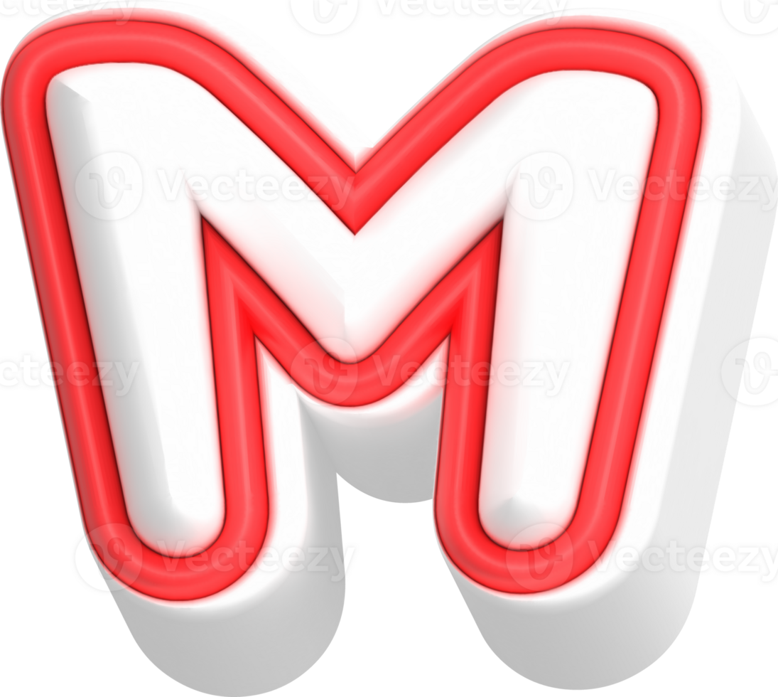 Letter M, Cartoon Cute 3D, Red Color Lettering png