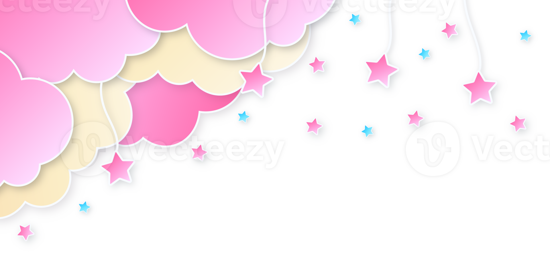 Pink Clouds Cut From Paper corner illustration png