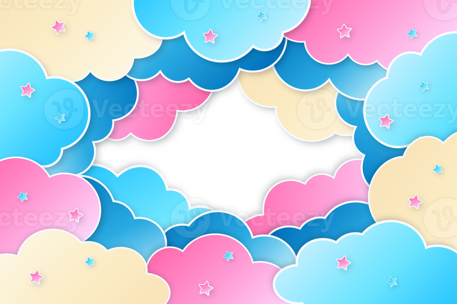 Colorful Clouds Cut From Paper Background illustration png