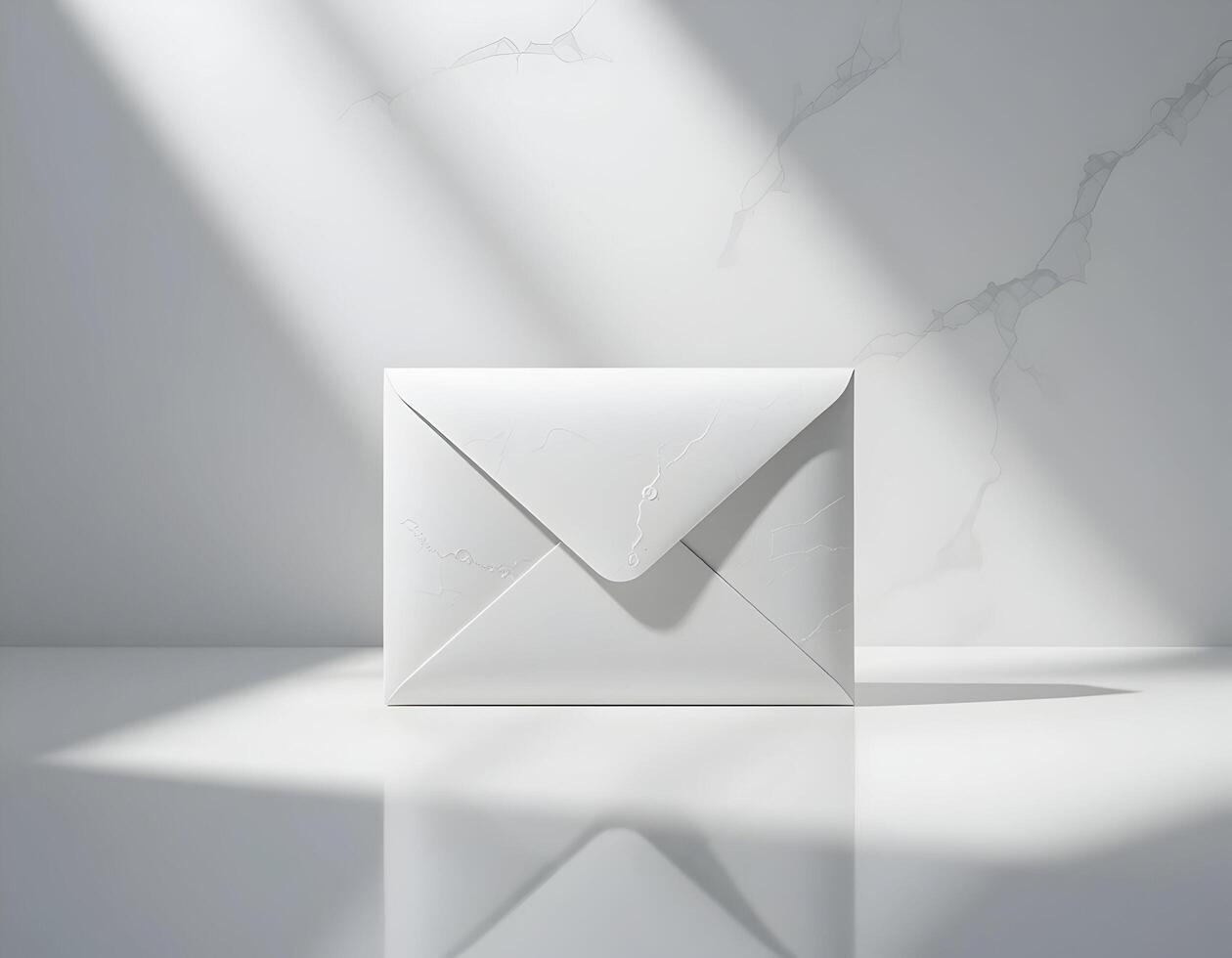 White Envelope Resting on a Surface with Dramatic Light and Shadow photo