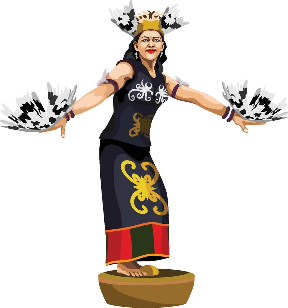Dayak Kalimantan Dancer Girl vector