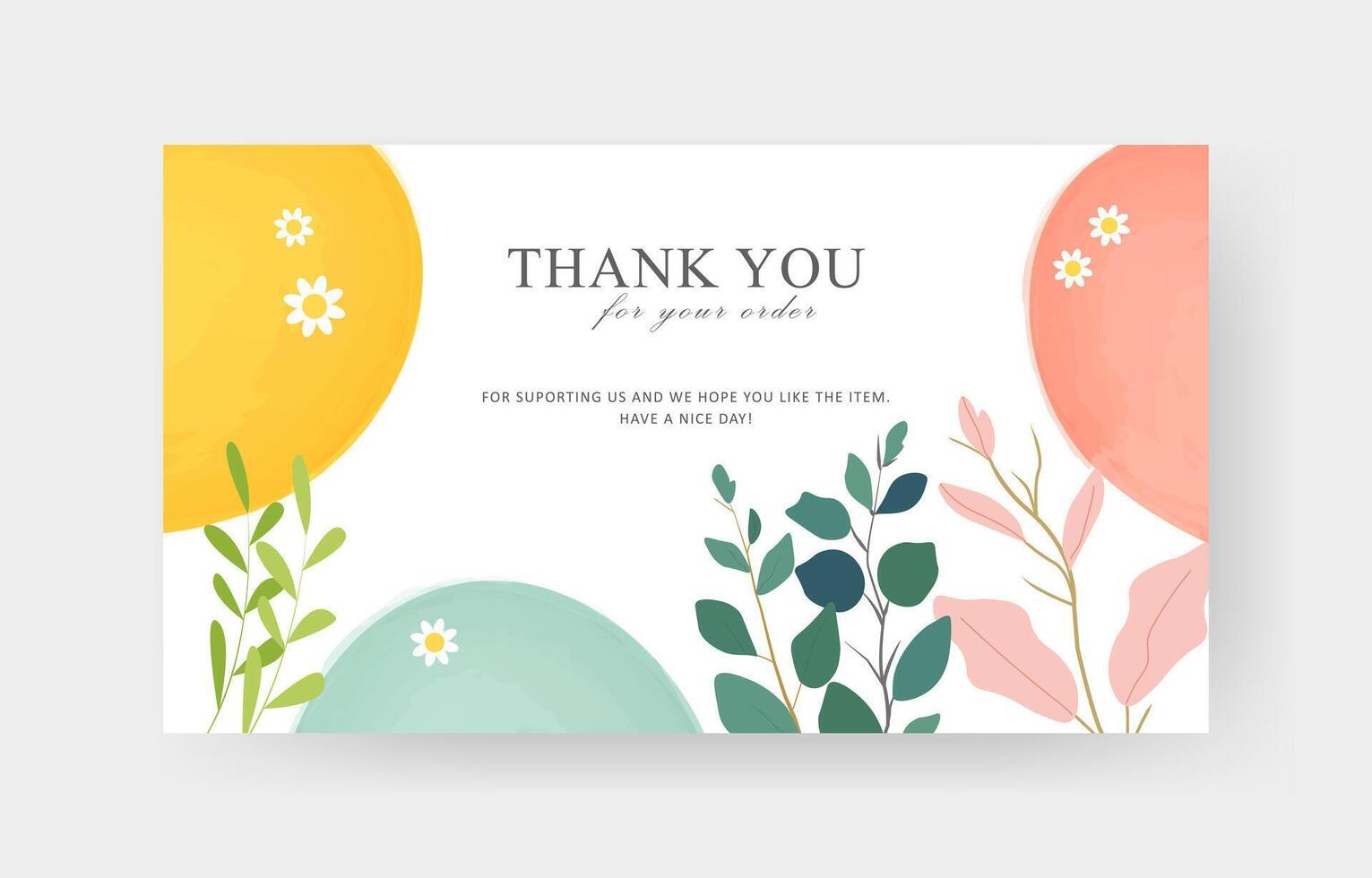 colorful thank you card design vector