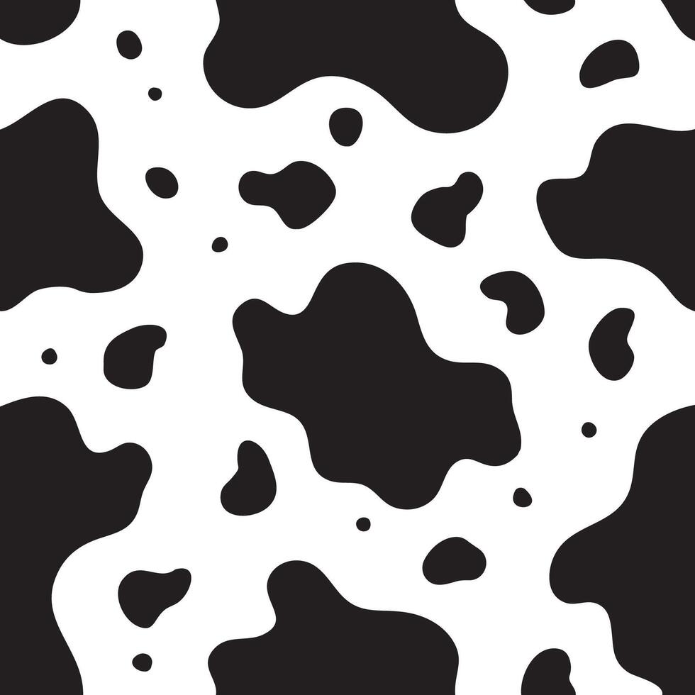 Close-up of a black and white cowhide texture with irregular spots vector