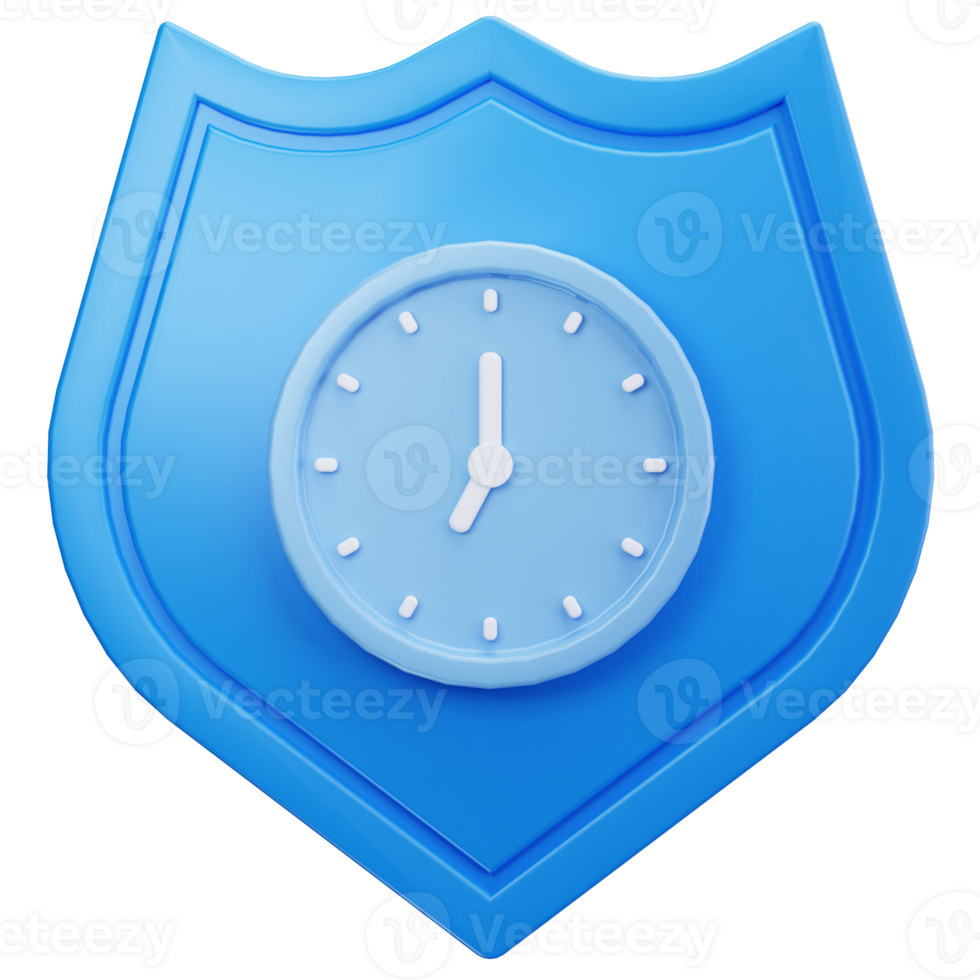 3D Icon Time Clock Secure Shield png
