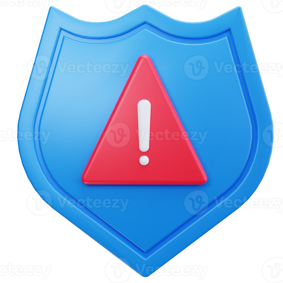 3D Icon Red Warning Alert Shield png