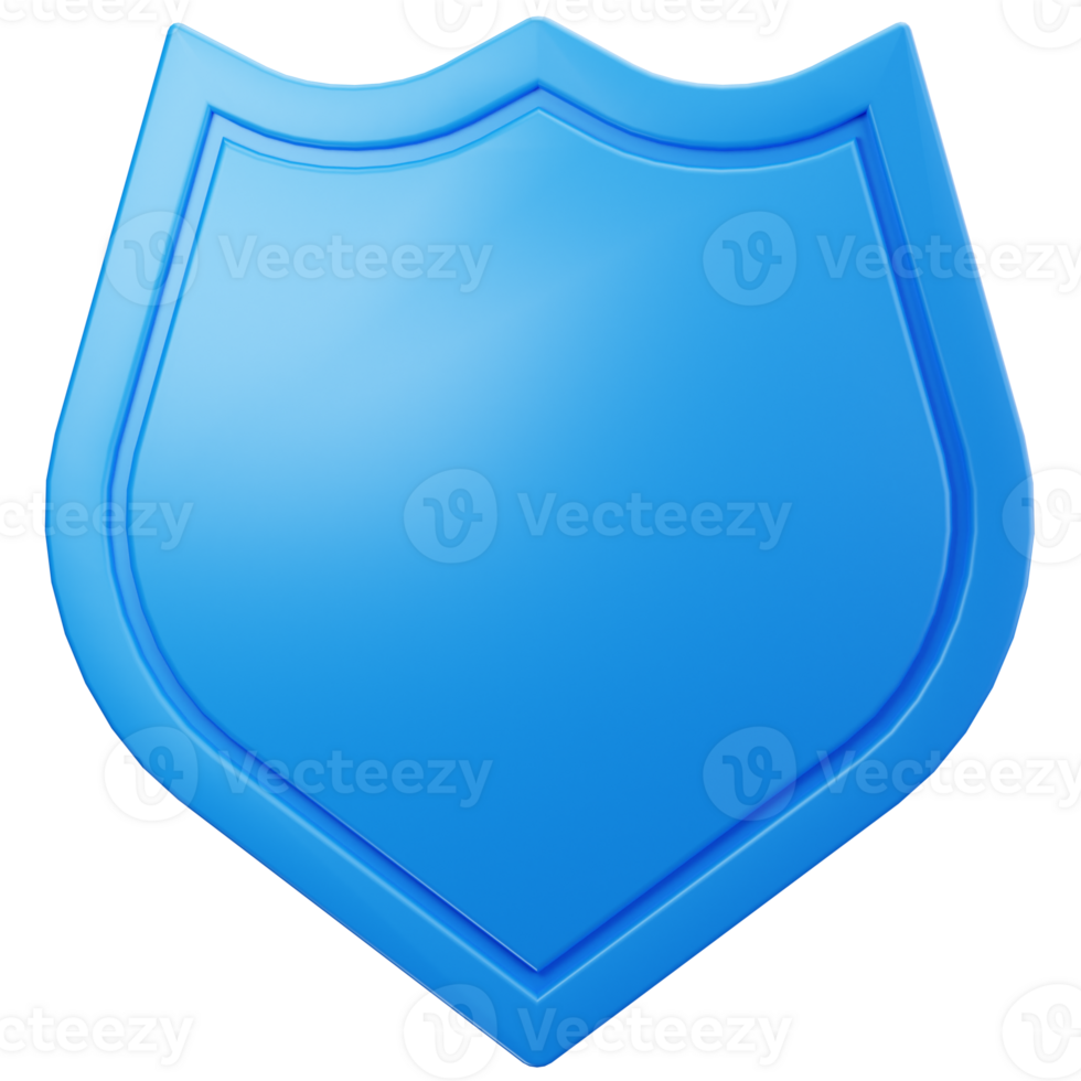 3D Icon Blank Empty Blue Shield png