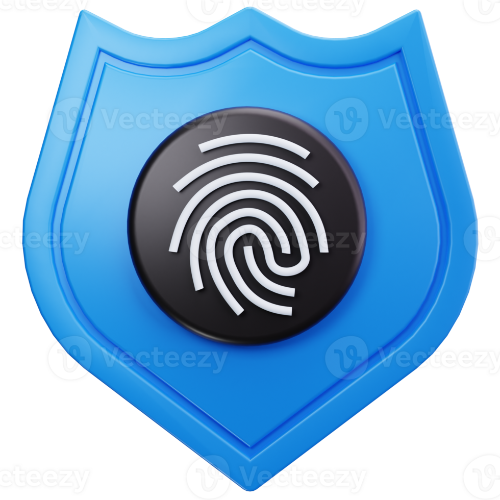 3D Icon Digital Fingerprint Security Shield png