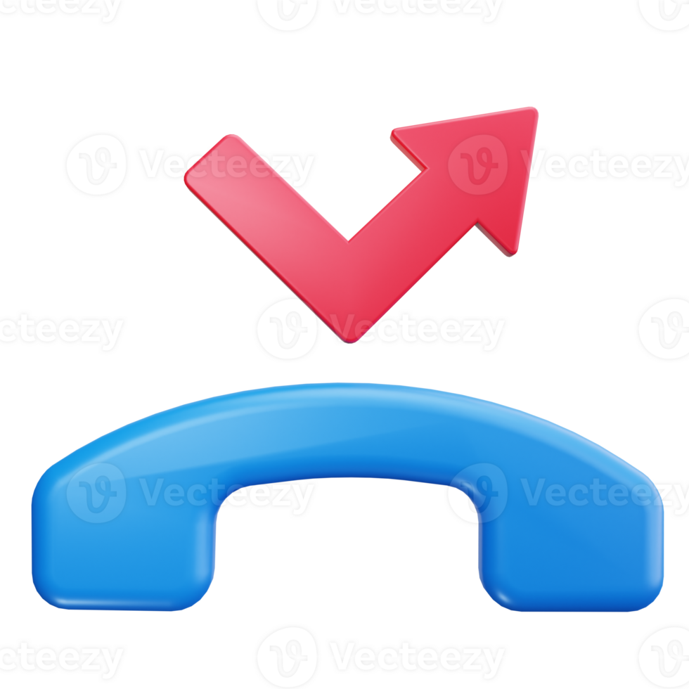 3D Icon Declined Call Red Arrow png