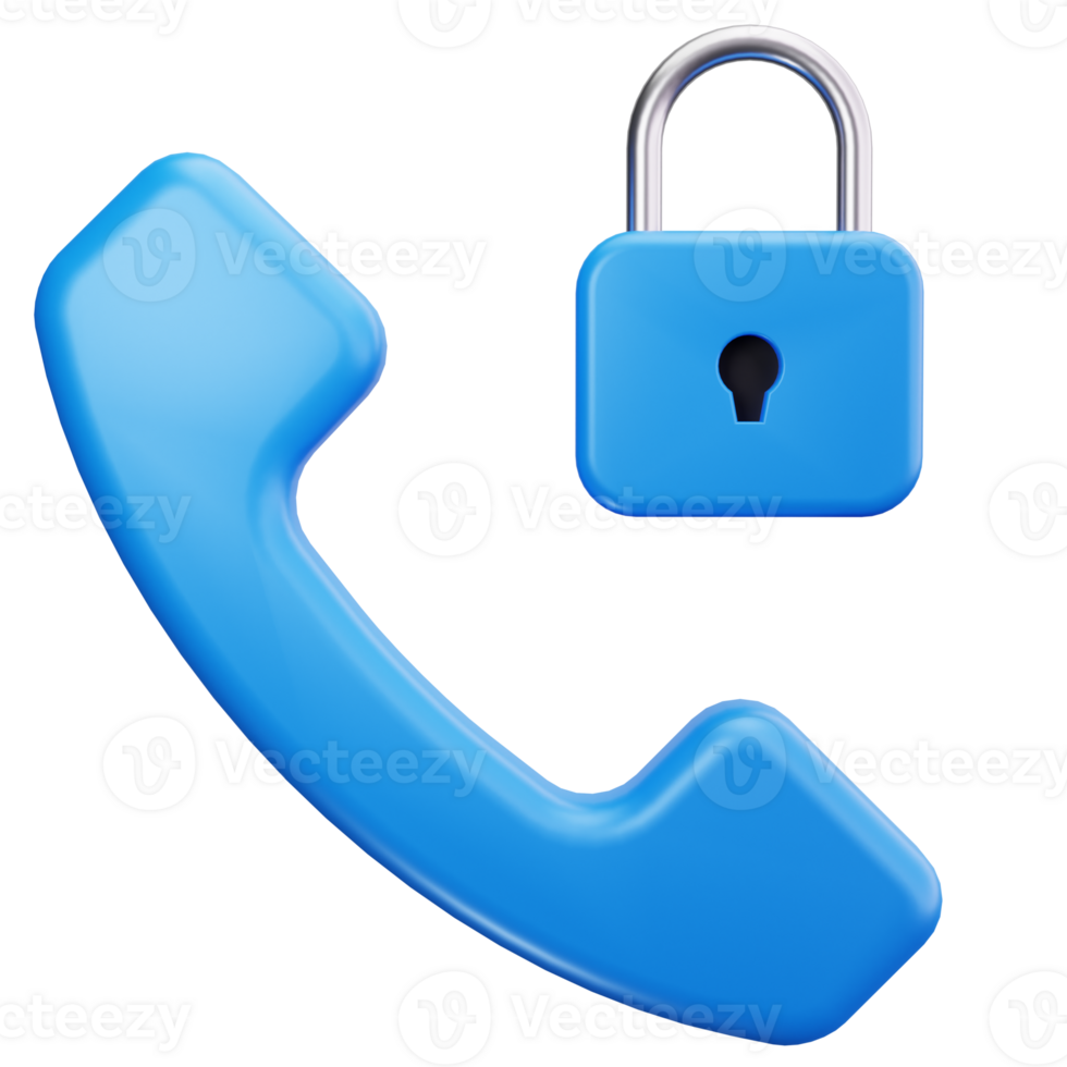3D Icon Locked Secure Phone Call png