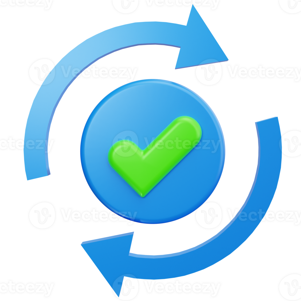 3D Icon Sync Verified Arrow png