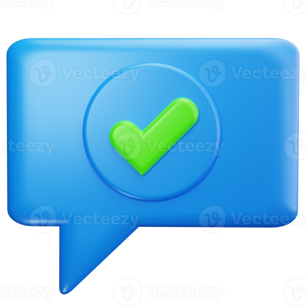 3D Icon Approved Chat Bubble png